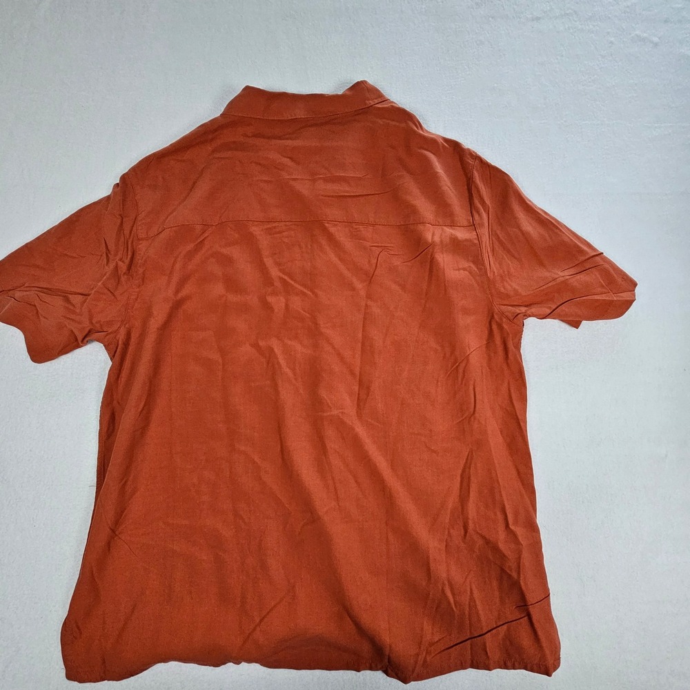 Saddlebred Mens Silk Blend Floral Embroidered Button Front Shirt Burnt Orange L - Picture 9 of 10